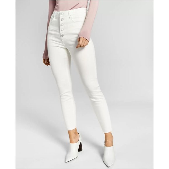 And Now This Pants - And Now This Women's Perfect Skinny Exposed Button Skinny Jeans - White